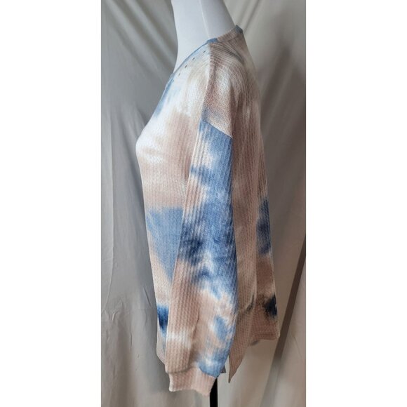 Tint & Shadow Womens Small Crew Neck Long Sleeve Waffle Knit Tie-Dye Top NWT - Picture 5 of 8